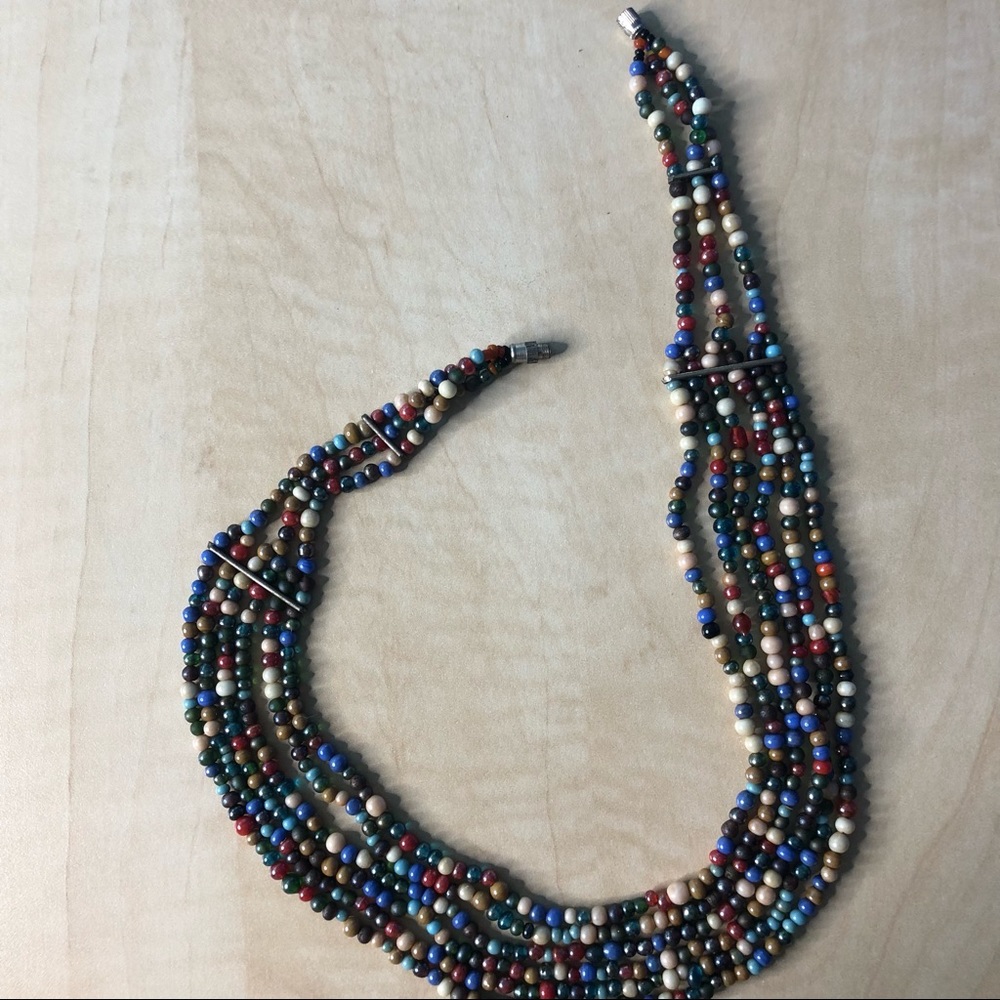 Vintage Multi/color, Multi Strand Bib Necklace - Picture 5 of 5